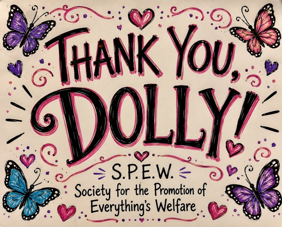 Thank You note with butterflies hearts and a lot of love.